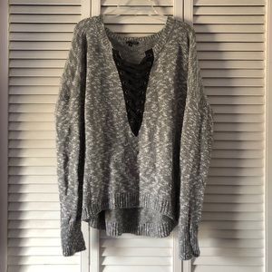 Lace Up Marled Sweater
